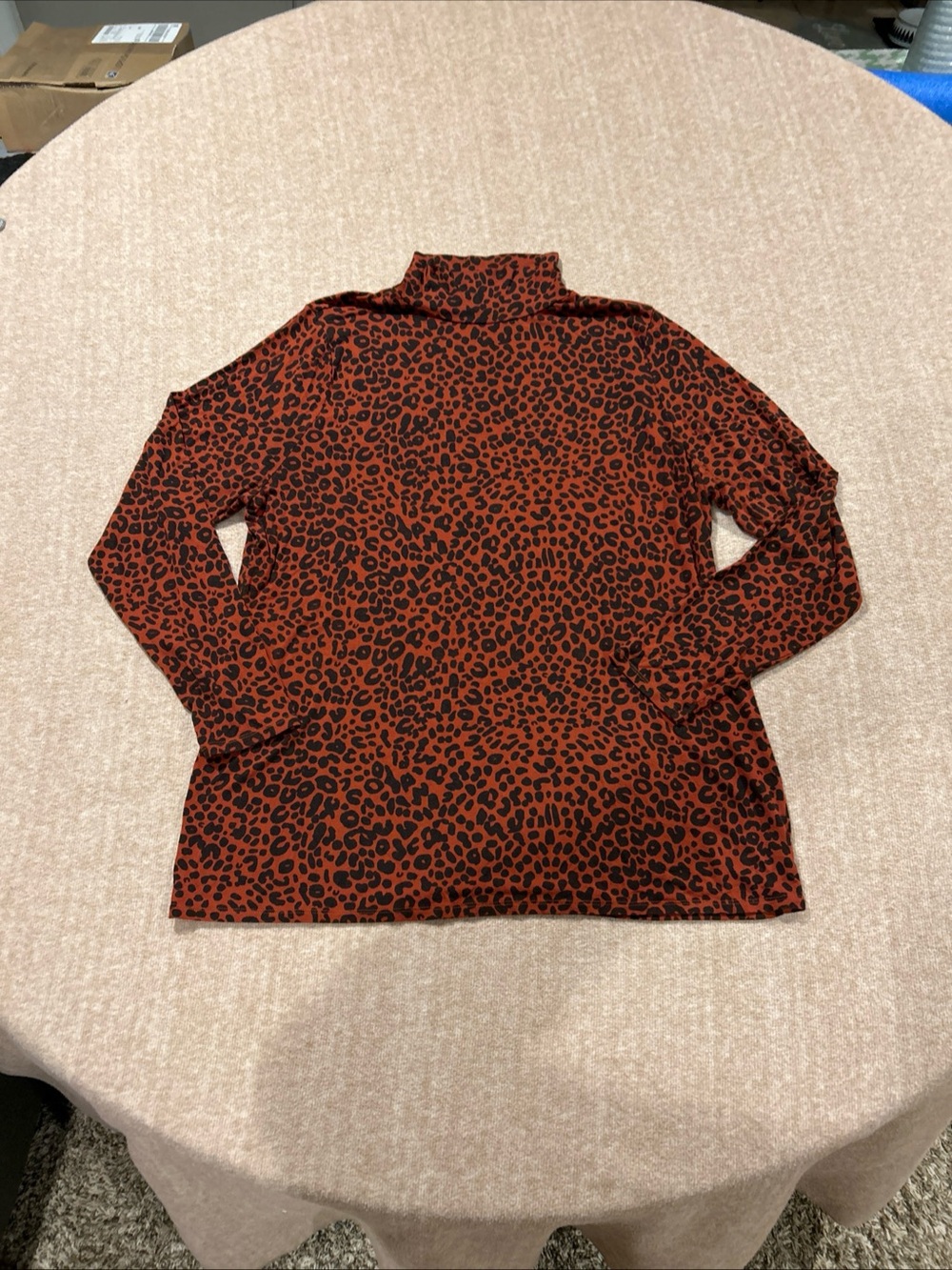 Ava & Vic Women's Rust Leopard Print Mock Neck Top 1X